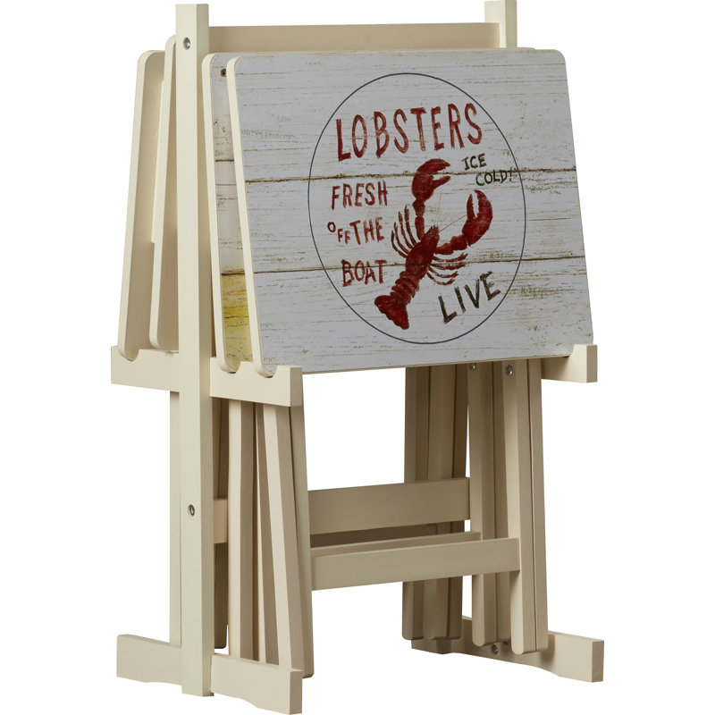 Beachcrest Home Bucholz Wood Coastal TV Tray Table Set with Stand & Reviews Wayfair